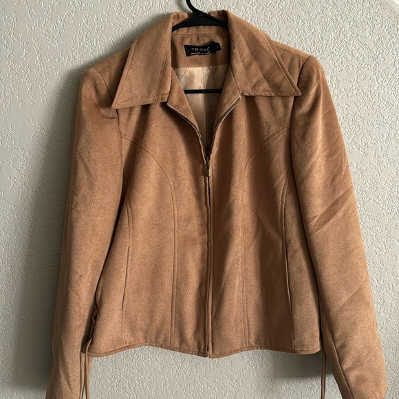 Tribal Jackets & Blazers - Tribal Faux Suede Full Zip Jacket Camel Brown Size 6
